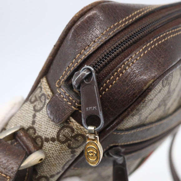 GUCCI GG Supreme Web Sherry Line Shoulder Bag PVC Beige Gold 010 378 Auth 150379