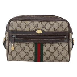 GUCCI GG Supreme Web Sherry Line Shoulder Bag PVC Beige Gold 010 378 Auth 150379 - 0