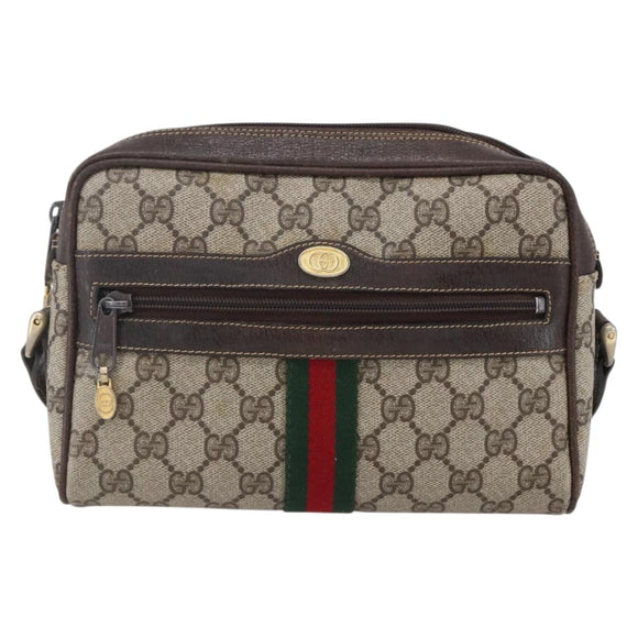 GUCCI GG Supreme Web Sherry Line Shoulder Bag PVC Beige Gold 010 378 Auth 150379