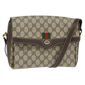 GUCCI GG Supreme Web Sherry Line Bag PVC Beige Gold 904 02 084 Auth 150380