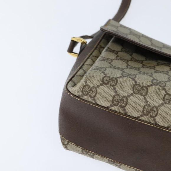 GUCCI GG Supreme Web Sherry Line Bag PVC Beige Gold 904 02 084 Auth 150380