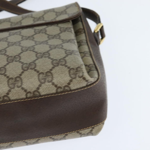 GUCCI GG Supreme Web Sherry Line Bag PVC Beige Gold 904 02 084 Auth 150380