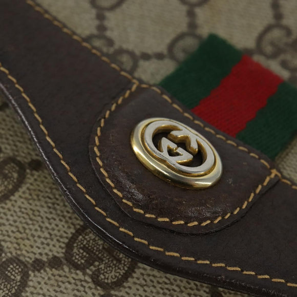 GUCCI GG Supreme Web Sherry Line Bag PVC Beige Gold 904 02 084 Auth 150380