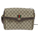 GUCCI GG Supreme Web Sherry Line Bag PVC Beige Gold 904 02 084 Auth 150380-13