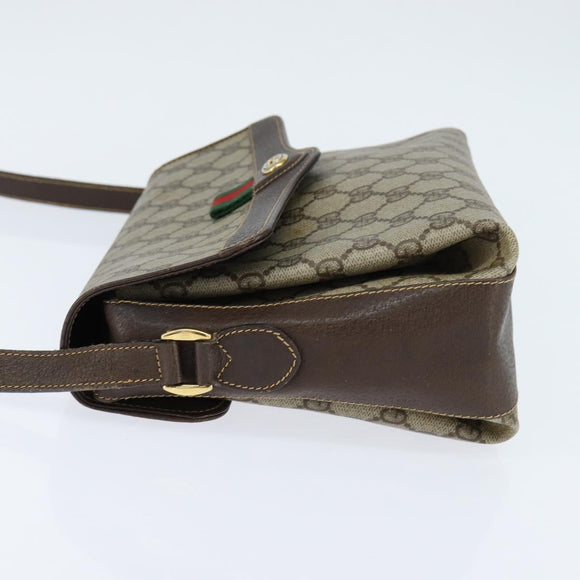 GUCCI GG Supreme Web Sherry Line Bag PVC Beige Gold 904 02 084 Auth 150380