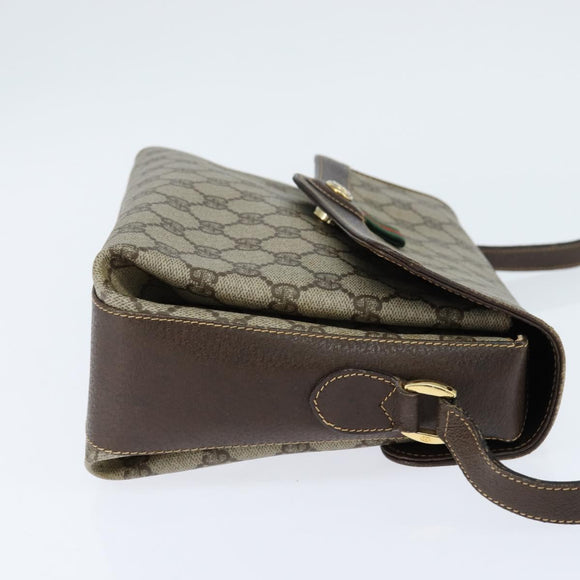 GUCCI GG Supreme Web Sherry Line Bag PVC Beige Gold 904 02 084 Auth 150380