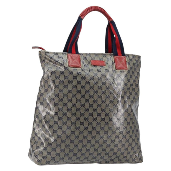 GUCCI GG Crystal Tote Bag Coated Canvas Navy Gold 131233 Auth 150381