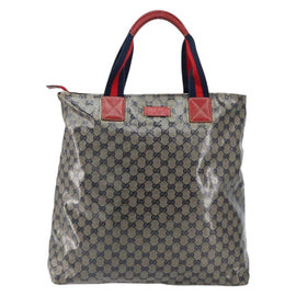 GUCCI GG Crystal Tote Bag Coated Canvas Navy Gold 131233 Auth 150381 - 0