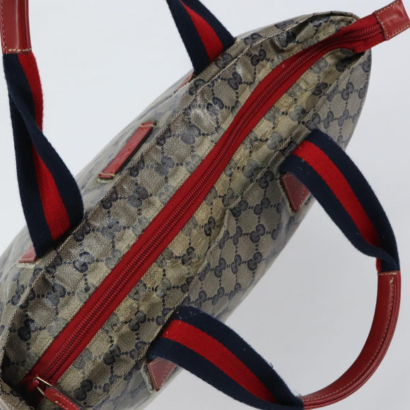 GUCCI GG Crystal Tote Bag Coated Canvas Navy Gold 131233 Auth 150381