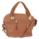 Chloe Angie Hand Bag Leather 2way Brown Gold Auth 150382-1