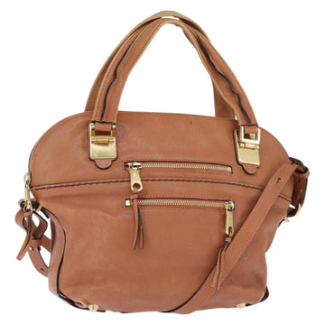Chloe Angie Hand Bag Leather 2way Brown Gold Auth 150382