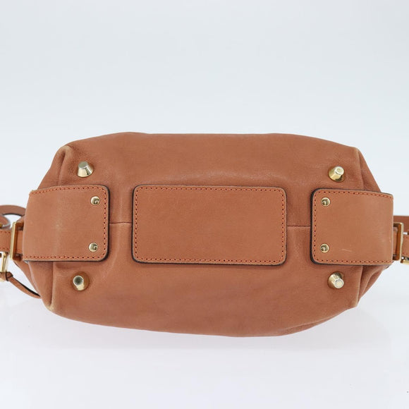 Chloe Angie Handtasche Leder 2-Wege Braun Gold Authentisch 150382