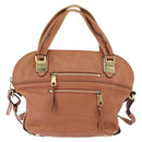 Chloe Angie Handtasche Leder 2-Wege Braun Gold Authentisch 150382-13