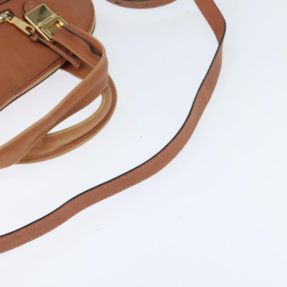 Chloe Angie Handtasche Leder 2-Wege Braun Gold Authentisch 150382