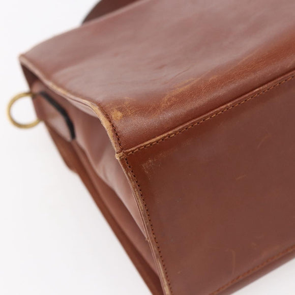 Salvatore Ferragamo Gancini Hand Bag Leather Brown Gold Auth 150384