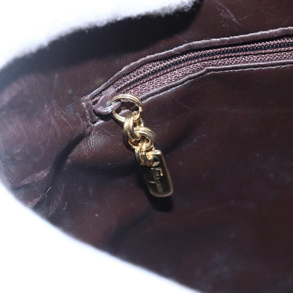 Salvatore Ferragamo Gancini Hand Bag Leather Brown Gold Auth 150384