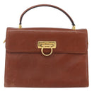 Salvatore Ferragamo Gancini Hand Bag Leather Brown Gold Auth 150384-13