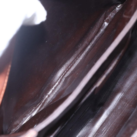 Salvatore Ferragamo Gancini Hand Bag Leather Brown Gold Auth 150384