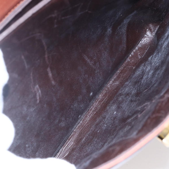 Salvatore Ferragamo Gancini Hand Bag Leather Brown Gold Auth 150384