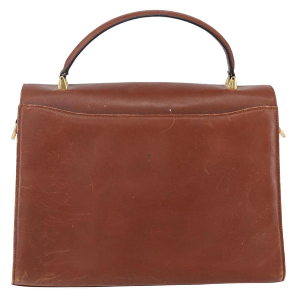Salvatore Ferragamo Gancini Handtasche Leder Braun Gold Original 150384