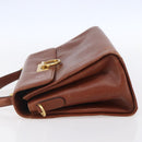 Salvatore Ferragamo Gancini Hand Bag Leather Brown Gold Auth 150384-3