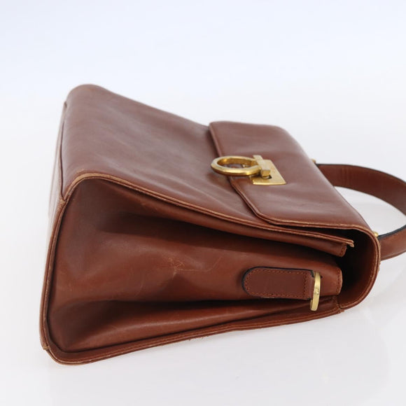 Salvatore Ferragamo Gancini Handtasche Leder Braun Gold Original 150384