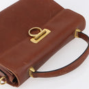 Salvatore Ferragamo Gancini Hand Bag Leather Brown Gold Auth 150384-6