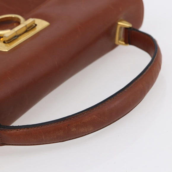 Salvatore Ferragamo Gancini Handtasche Leder Braun Gold Original 150384