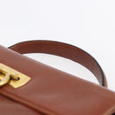 Salvatore Ferragamo Gancini Hand Bag Leather Brown Gold Auth 150384-8