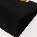 Salvatore Ferragamo Chain Gancini Shoulder Bag Suede Black Gold Auth 150385-14