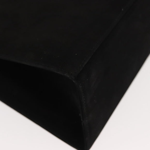 Salvatore Ferragamo Chain Gancini Shoulder Bag Suede Black Gold Auth 150385