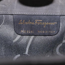 Salvatore Ferragamo Chain Gancini Shoulder Bag Suede Black Gold Auth 150385-12