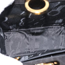 Salvatore Ferragamo Chain Gancini Shoulder Bag Suede Black Gold Auth 150385-11