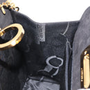 Salvatore Ferragamo Chain Gancini Shoulder Bag Suede Black Gold Auth 150385-17