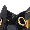 Salvatore Ferragamo Chain Gancini Shoulder Bag Suede Black Gold Auth 150385-18