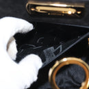 Salvatore Ferragamo Chain Gancini Shoulder Bag Suede Black Gold Auth 150385-20