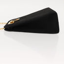 Salvatore Ferragamo Chain Gancini Shoulder Bag Suede Black Gold Auth 150385-4