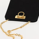 Salvatore Ferragamo Chain Gancini Shoulder Bag Suede Black Gold Auth 150385-6