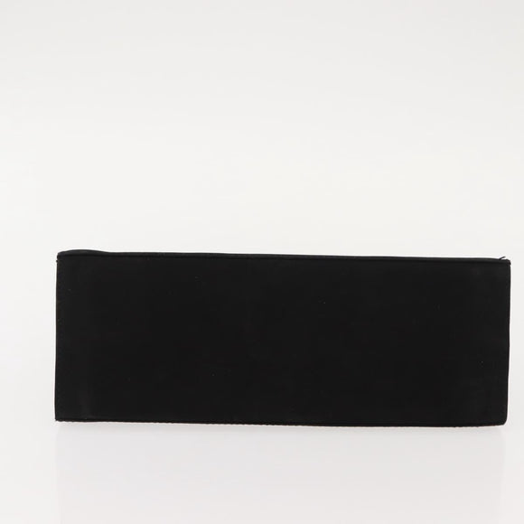 Salvatore Ferragamo Chain Gancini Shoulder Bag Suede Black Gold Auth 150385