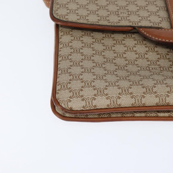 CELINE Macadam Canvas Shoulder Bag PVC Beige Gold Auth 150387