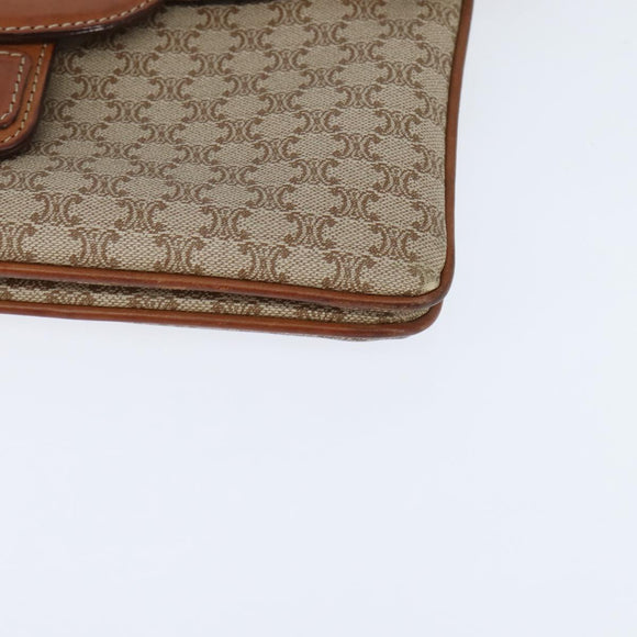 CELINE Macadam Canvas Shoulder Bag PVC Beige Gold Auth 150387