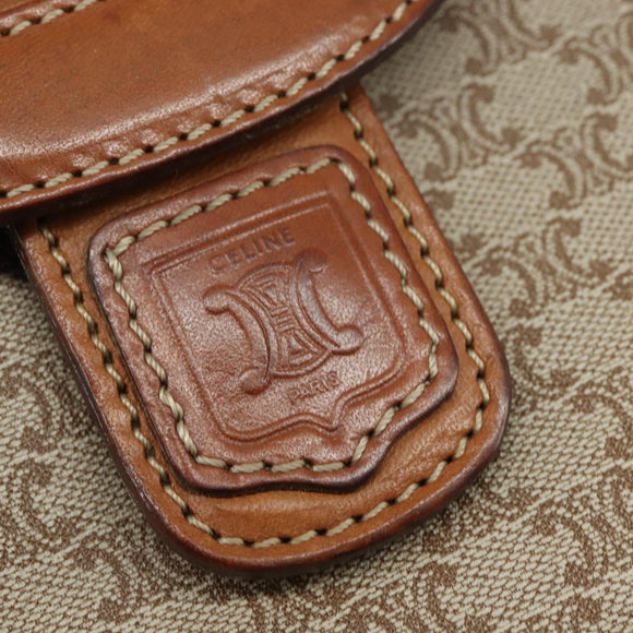 CELINE Macadam Canvas Shoulder Bag PVC Beige Gold Auth 150387