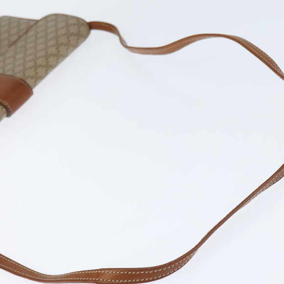 CELINE Macadam Canvas Shoulder Bag PVC Beige Gold Auth 150387