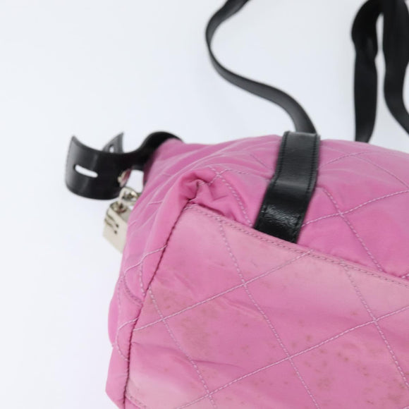 PRADA Shoulder Bag Nylon Pink Silver Auth 150388