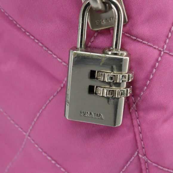 PRADA Shoulder Bag Nylon Pink Silver Auth 150388