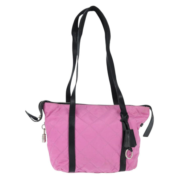 PRADA Shoulder Bag Nylon Pink Silver Auth 150388