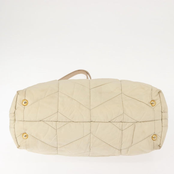 PRADA Chain Tote Bag Nylon Ivory Gold Auth 150390