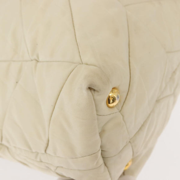 PRADA Chain Tote Bag Nylon Ivory Gold Auth 150390