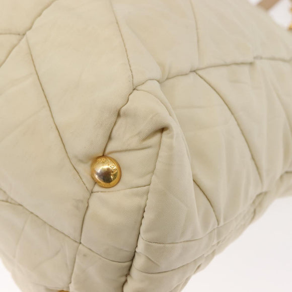 PRADA Chain Tote Bag Nylon Ivory Gold Auth 150390