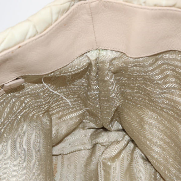 PRADA Chain Tote Bag Nylon Ivory Gold Auth 150390